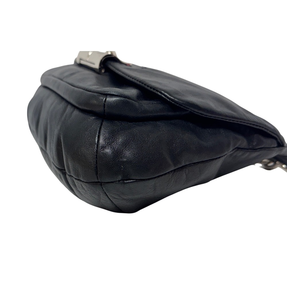 Coach Black Leather Shoulder Bag Flap Turnlock Closure Silver Hardware Hobo‎ - Picture 6 of 12